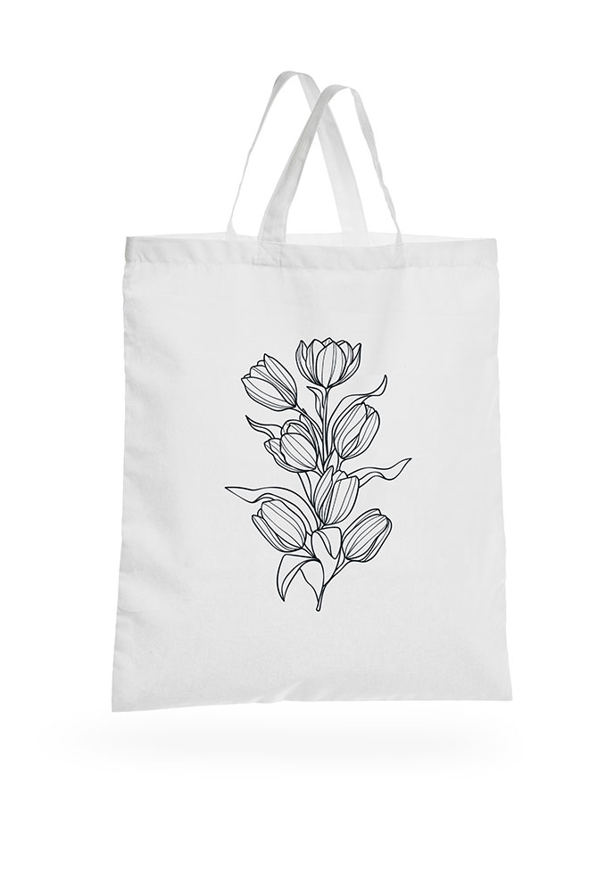 1-farbige Layoutvorlage Blumen für Bio-Baumwolltaschen