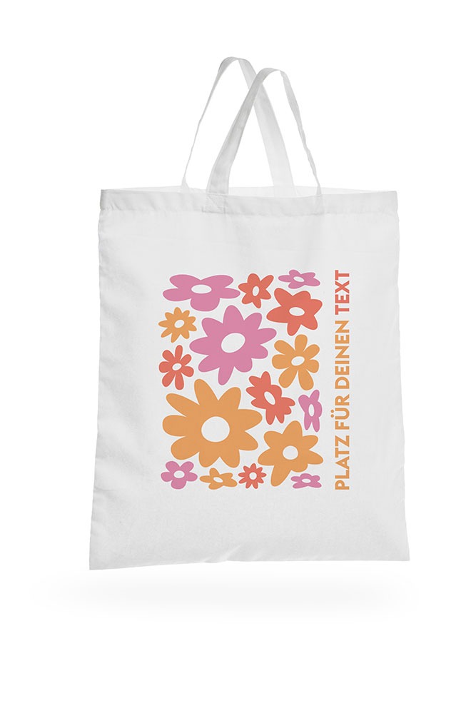 3-farbige Layoutvorlage Blumen für Bio-Baumwolltaschen